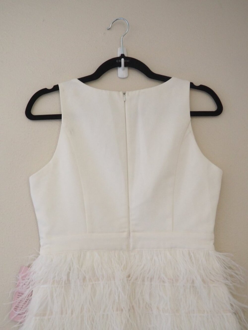 NWT BHLDN Anthropologie White Anthem Feather Trim Sleeveless Mini Dress sz M - Picture 9 of 10